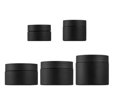 Bright Matte Black Plastic Jar For Face Cream Custom Capacity
