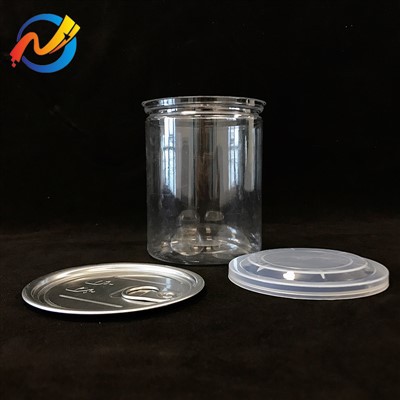 Tovarniška cena BPA Food Grade Can Pet Plastični kozarec s plastičnim vsebnikom z enostavno odprtim pokrovčkom