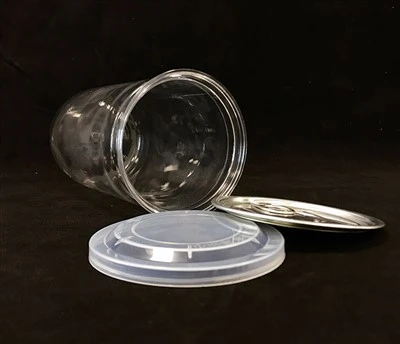 Prazne prozorne plastične pločevinke PET z obročki za trganje, zaprti kozarci s potegom in pokrovi, odpornimi proti prahu, posode za shranjevanje, ki jih je mogoče ponovno zapreti, za pakiranje prigrizkov in daril